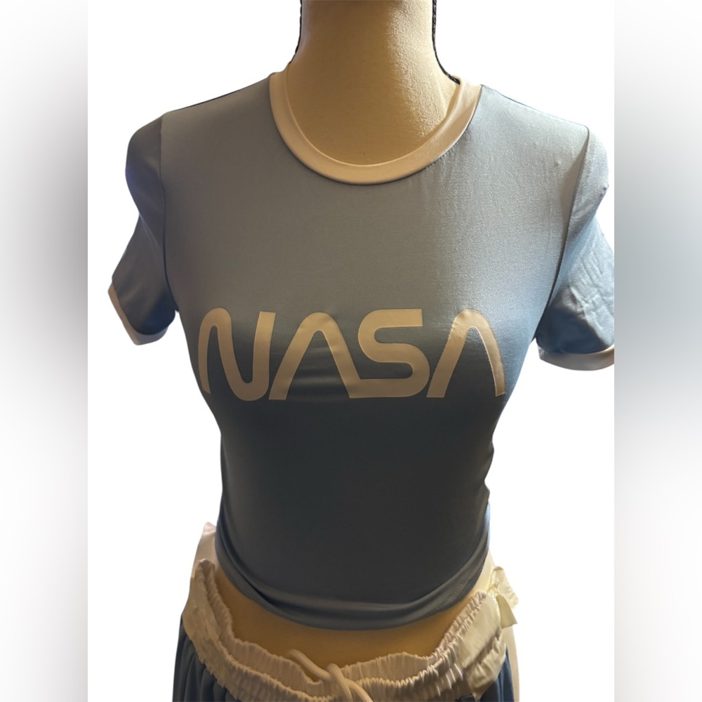 SHEIN Light Blue NASA Logo Set